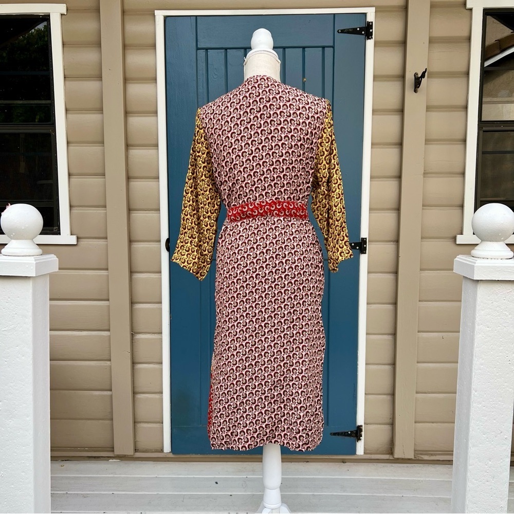 Cabi Multicolor Longline Kimono w/Tie and pockets Patchwork Boho Women’s Size S - Picture 3 of 9